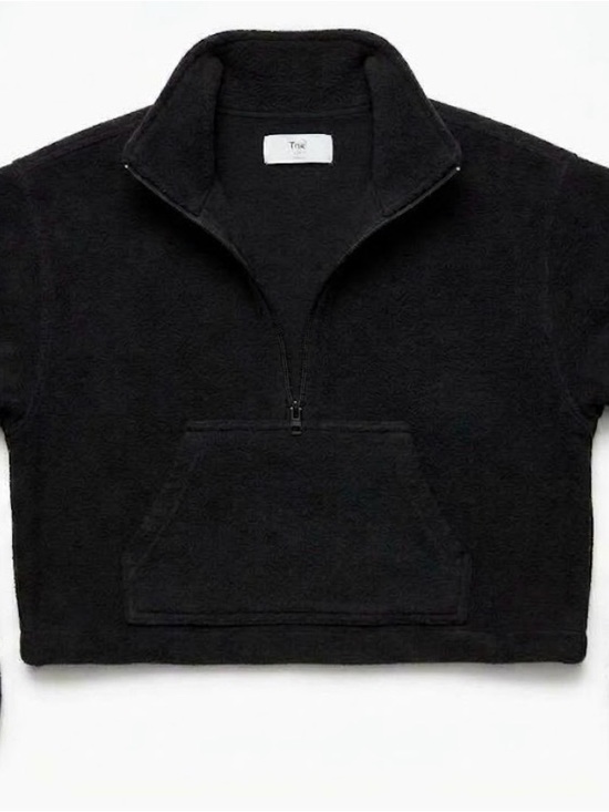 TNA Sweaters - Aritzia Tna Black Polar Fleece Cropped 1/4 Zip Pullover XXS